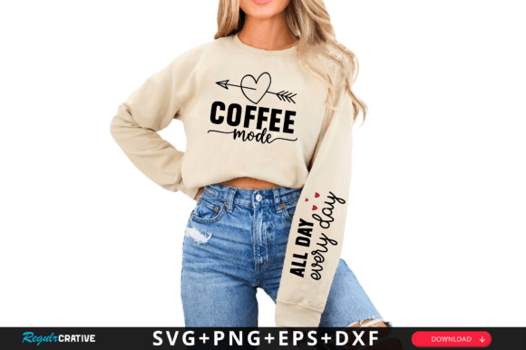 Coffee Mode Sleeve SVG: Graphics for T-Shirt Designs