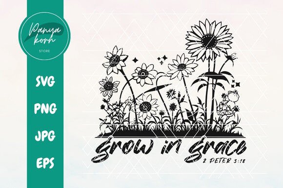 Grow in Grace Graphics for T-Shirt Designs